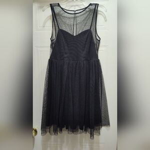LC Lauren Conrad Black Mesh Overlay Mini Dress